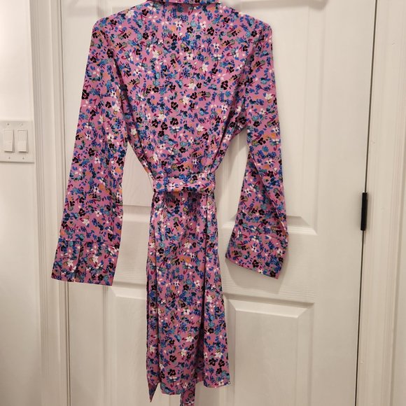 Vero Moda Button-Up Pink Floral Print Long-Sleeved Dress with Belt - Picture 4 of 6